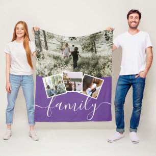 4 Photo Collage Family Personalised Fleece Blanket