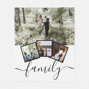 4 Photo Collage Family Personalised Fleece Blanket