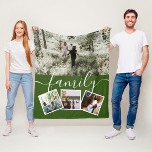 4 Photo Collage Family Personalised Fleece Blanket