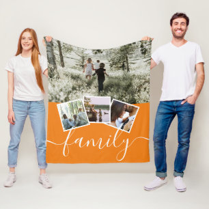4 Photo Collage Family Personalised Fleece Blanket