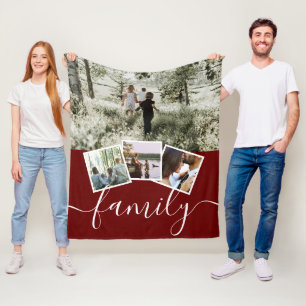 4 Photo Collage Family Personalised Fleece Blanket