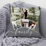 4 Photo Collage Family Personalized Cushion<br><div class="desc">4 Photo Collage Family Personalized throw pillow from Ricaso - gray white with 4 photo templates</div>