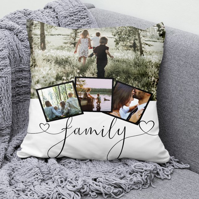 4 Photo Collage Family Typography Personalized Cushion (Creator Uploaded)