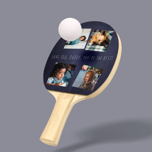 4 photo collage Father's Day Love you Daddy navy Ping Pong Paddle