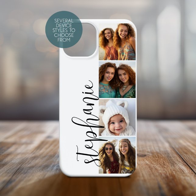 4 Photo Collage - Film Strip with Handwritten Font Case-Mate iPhone Case (Personalized Phone Cover with Photos)