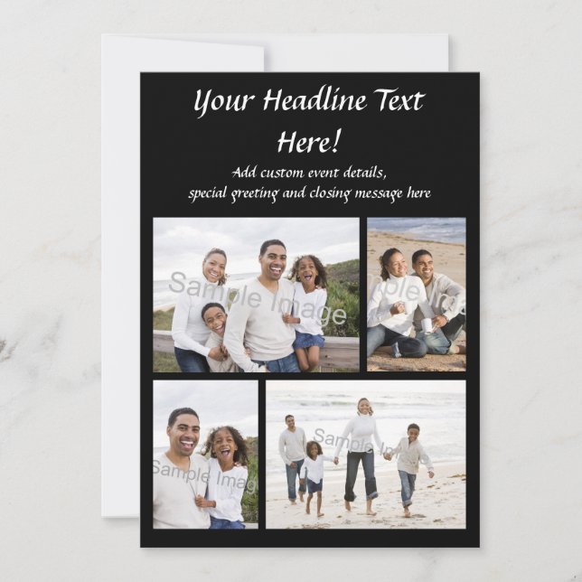 4-Photo Collage Flat Greeting Card or Invitation (Front)