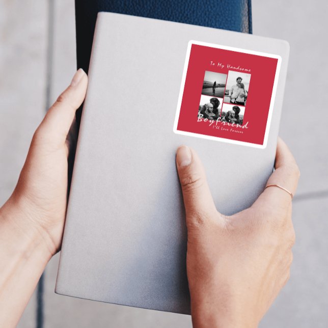  4-Photo Collage Forever Boyfriend Valentine's day Square Sticker (
4-Photo Collage Forever Boyfriend Valentine's day sticker)