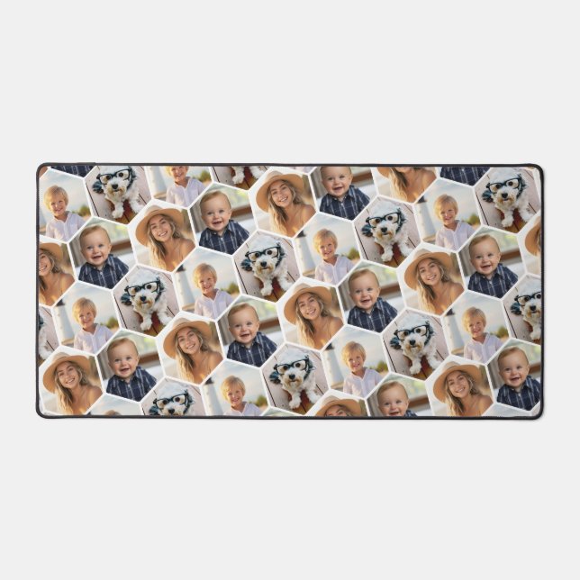 4 Photo Collage - funky hexagon pattern Desk Mat (Front)