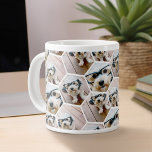 4 Photo Collage - funky hexagon pattern Large Coffee Mug<br><div class="desc">Square photos work best with this template. Add your favourite pics to this fun template. You can use square photos or any photos for this grid.</div>