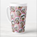 4 Photo Collage - funky hexagon pattern Latte Mug<br><div class="desc">Square photos work best with this template. Add your favourite pics to this fun all over hexagon pattern template. You can use square photos or any photos for this grid.</div>