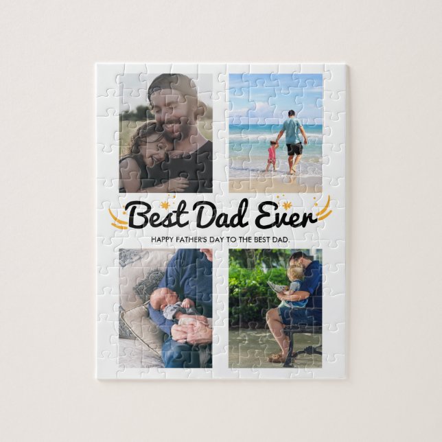 4 Photo Collage Gift for Dad Personalised Custom Jigsaw Puzzle (Vertical)