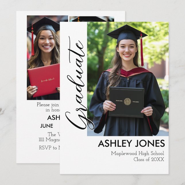4 photo collage graduate invitation (Front/Back)