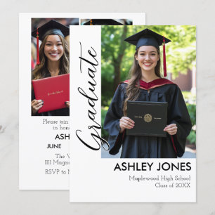 4 photo collage graduate invitation