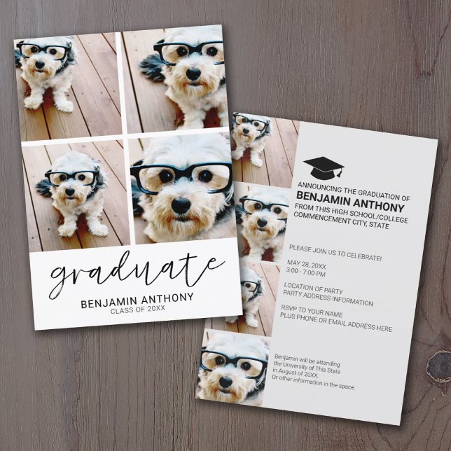 4 Photo Collage Graduate Script - Graduation Party Invitation (Creator Uploaded)