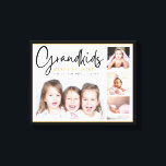 4 Photo Collage Grandkids Make Life Grand Quote Canvas Print<br><div class="desc">A modern photo collage gift for grandparents with a sentimental quote "Grandkids make life grand".Personalise with 4 pictures and grandchildren names to make it a memorable gift for mother's day, grandparents's day, christmas and birthday..</div>