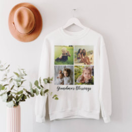 4 Photo Collage Grandkids Personalized Grandparent Sweatshirt