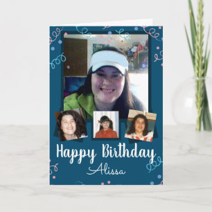 4 Photo Collage Happy Birthday Card