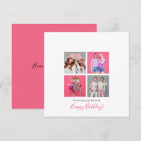 4 photo collage Happy Birthday Sister Name Pink