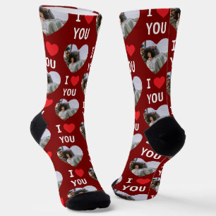 4 Photo Collage I Love You Socks
