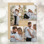 4 Photo Collage Merry Christmas Holiday Card<br><div class="desc">Your last name and the greeting Merry Christmas and Happy New Year in chic lettering on gold with your favourite 4 photo collage on the front and your first names on the back of this holiday greeting cards. MORE COLORS in our store. The Live Design Service can help you with...</div>