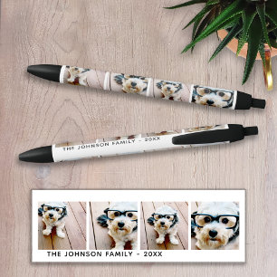 4 Photo Collage Minimalist - Add Your Name Black Ink Pen