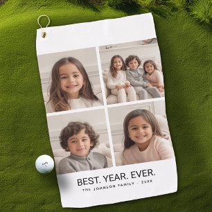 4 Photo Collage Minimalist - Best Year Ever Golf Towel