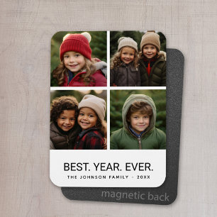4 Photo Collage Minimalist - Best Year Ever Magnet