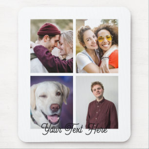 4 Photo Collage Minimalist monogram Mousepad