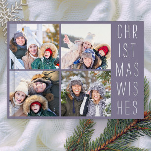 4 Photo Collage Modern Dusty Lavender Christmas