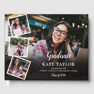 4 Photo Collage Modern Graduation Party Guest Book