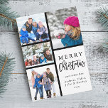 4 Photo Collage Modern Merry Christmas Holiday Card<br><div class="desc">Modern Christmas | Holiday card is inspired by "Piet Mondrian" "Composition" abstract art work with 4 photos.  Send holiday cheer to your family and friends.</div>