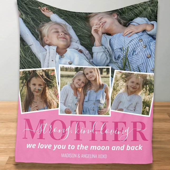 4 Photo Collage Mum Mother Fleece Blanket (Creator Uploaded)