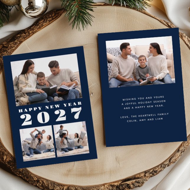 4 Photo Collage Navy Blue Silver New Year's (Creator Uploaded)