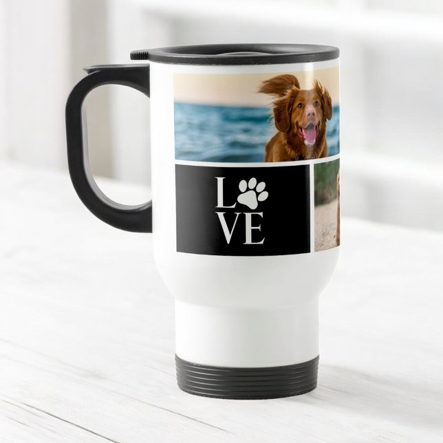 4 Photo Collage Personalised Dog Lover Pet Travel Mug (Creator Uploaded)