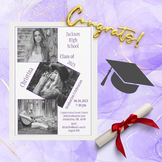 4 Photo Collage Personalised Graduation Announcement (Creator Uploaded)