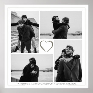 4 Photo Collage Personalised Wedding Anniversary Poster