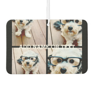 4 Photo Collage - PICK YOUR BACKGROUND COLOR Car Air Freshener