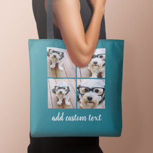 4 Photo Collage - PICK YOUR BACKGROUND COLOR Tote Bag