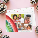 4 Photo Collage Retro Rainbow Christmas  Holiday Card<br><div class="desc">Send love and cheer to your family and friends this holiday season with these brightly coloured four photo collage Christmas cards. They feature a retro coloured Christmas rainbow on the left in red, orange red, blush pink, teal, green, lime green, and mint. Text reads, "It's All About the Love" -...</div>