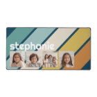 4 Photo Collage Retro Stripe - blue and gold