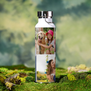 4 Photo Collage Simple Elegant Picture Water Bottle