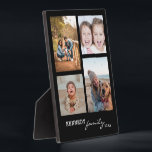 4 Photo Collage Template Family Name Black  Plaque<br><div class="desc">Create your own photo collage plaque with 4 of your favourite pictures on a Black background.Personalise with family name and year.</div>