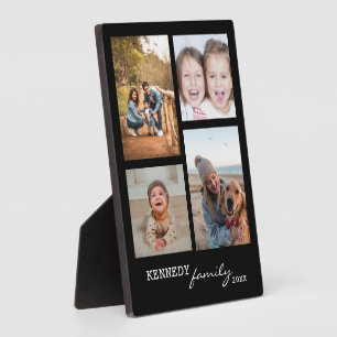 4 Photo Collage Template Family Name Black Plaque