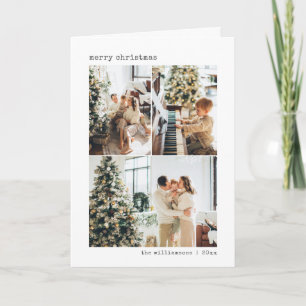 4 Photo Collage Typewriter Christmas Folded Blank Holiday Card