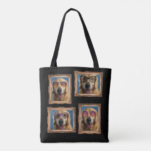 4 Photo Collage Vintage Frame Dogs Pets Family Tote Bag