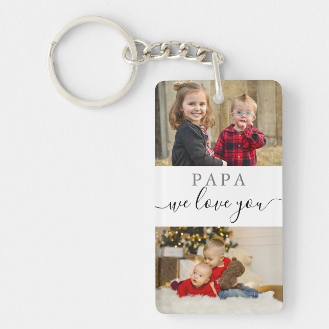 4 Photo Collage We Love You Best Papa Ever Key Ring (Front)