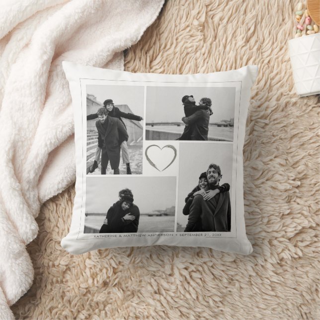 4 Photo Collage Wedding Anniversary Name & Date Cushion (Blanket)