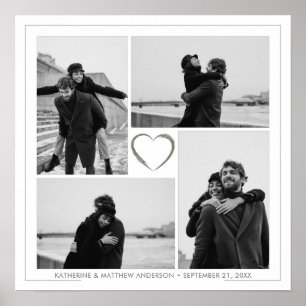 4 Photo Collage Wedding Anniversary Name & Date Poster