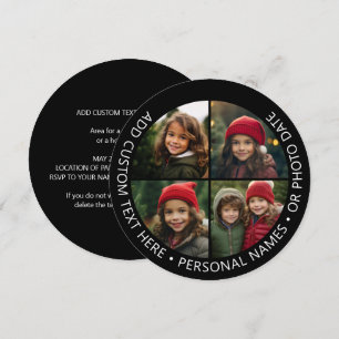 4 Photo Collage with Curvature Custom Text Around Invitation