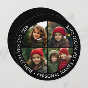 4 Photo Collage with Curvature Custom Text Around Invitation